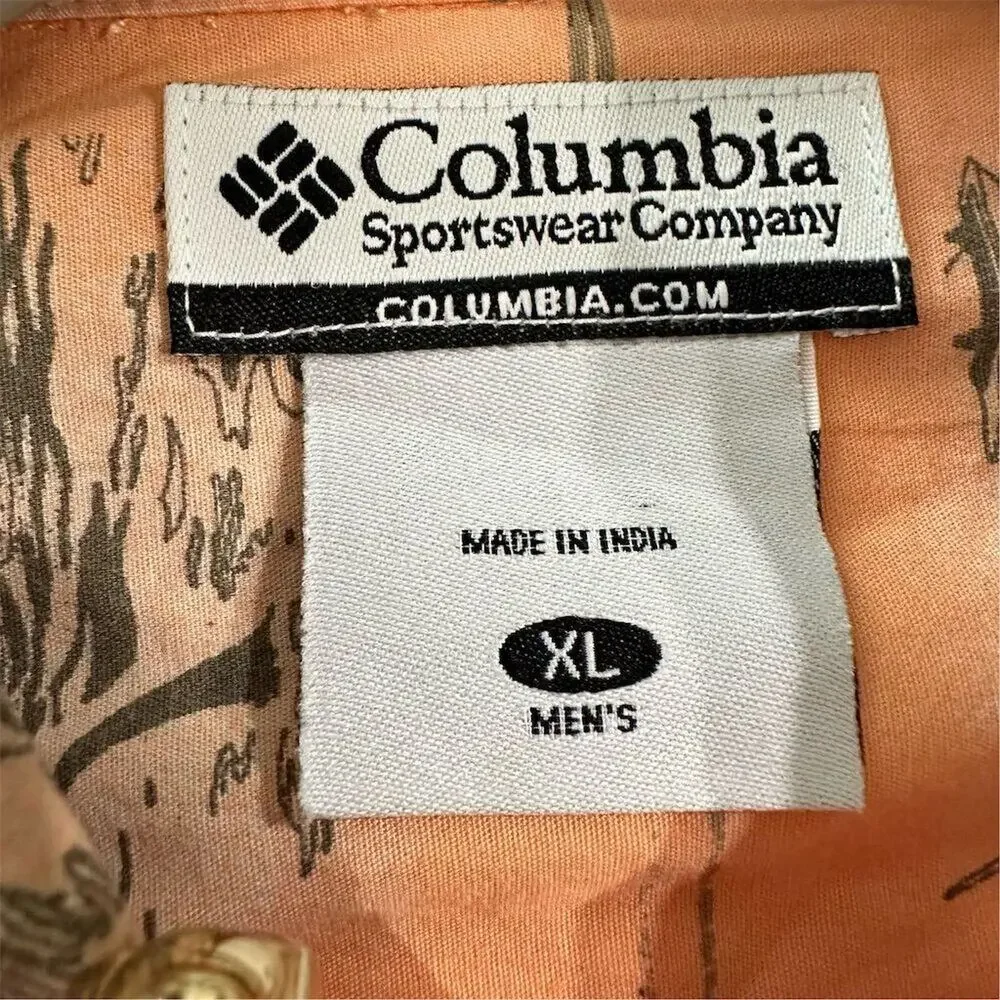 Columbia River Lodge Men's XL Peach Fish Print Button-Up Shirt - Picture 4 of 8